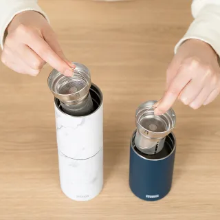 【台隆手創館】日本PRISMATE兩段式多用途保溫瓶/隨行杯/露營杯360mL(不鏽鋼/粉)
