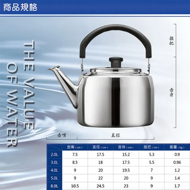 【米雅可】典雅 316不銹鋼笛音茶壺 8L(台灣製造)