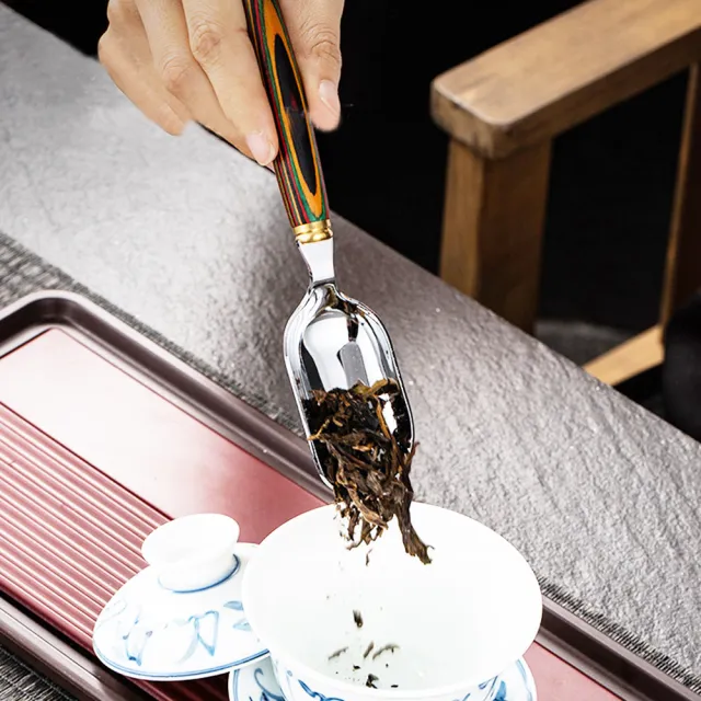 【PUSH!】品茗喝茶具 不銹鋼茶勺茶則茶鏟茶葉勺子取茶葉匙茶具配件(炫彩謎之眼茶勺T12-2)