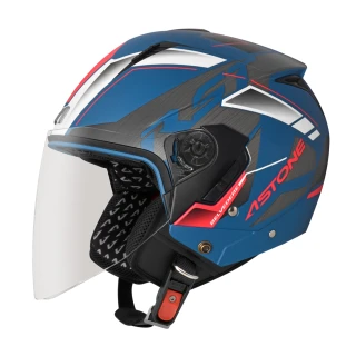 【ASTONE】速-RST-AQ9 輕量通風 3/4 半罩安全帽 可配戴藍芽耳機(消光藍紅)