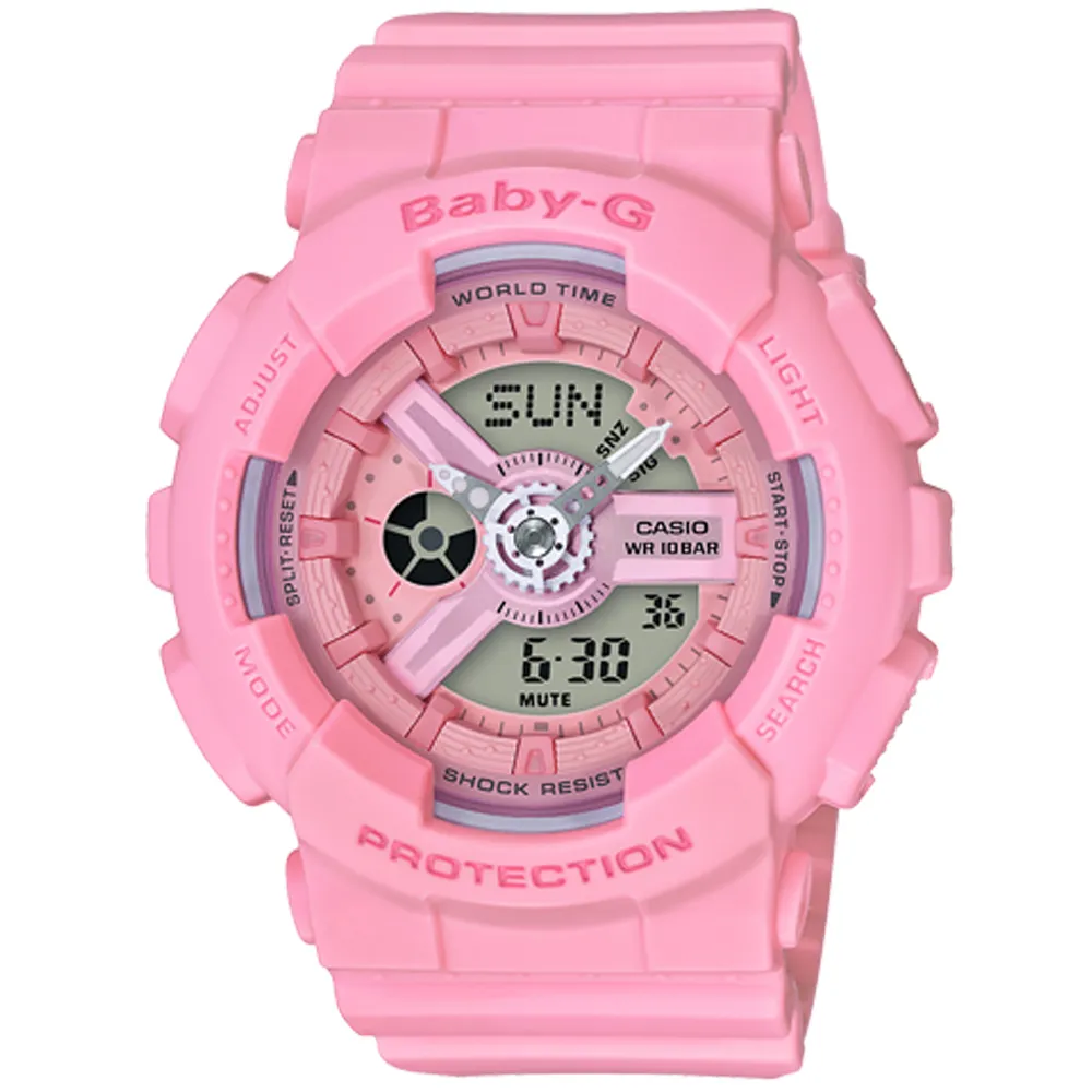 【CASIO 卡西歐】BABY-G 粉嫩仲夏雙顯錶(BA-110-4A1)