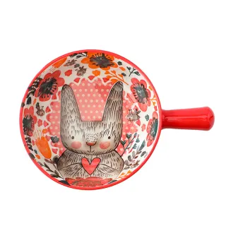 【CS22】動物陶瓷餐碗系列A款手柄碗4入(手柄碗)