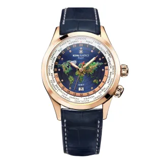 【ROYAL Elastics】世界地圖立體浮雕彩繪GMT機械錶