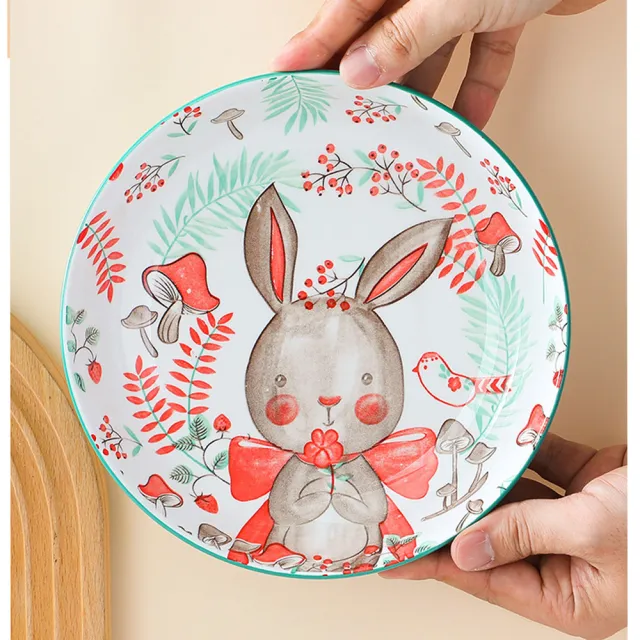 【CS22】動物陶瓷餐碗系列C款盤子(盤子)