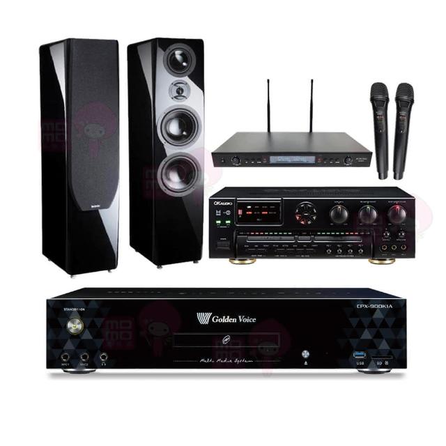 【金嗓】CPX-900 K1A+AK-7+SR-889PRO+KTF P-889 鋼烤版 黑(4TB點歌機+擴大機+無線麥克風+卡拉OK喇叭)