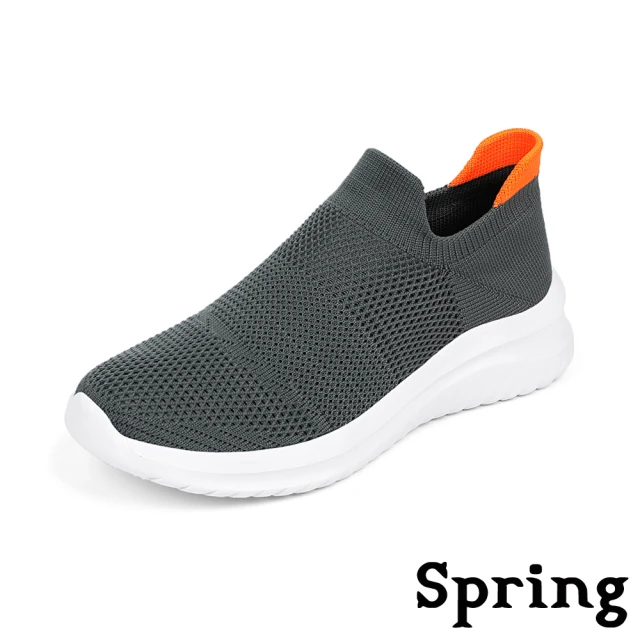 【SPRING】撞色運動鞋/超輕量撞色飛織襪套設計休閒運動鞋-男鞋(灰)