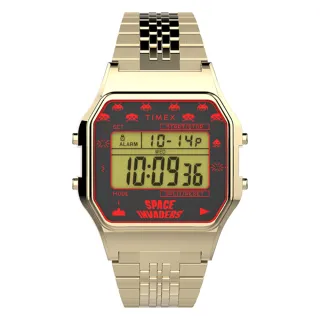 【TIMEX】天美時 x  T80 x Space Invaders 限量聯名電子錶(金 TXTW2V30100)