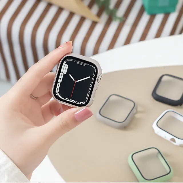 【GAGEDA】智慧型手錶原機色殼膜一體(適用Apple Watch Series 10/9/8/ 42/46/41/45mm PC+鋼化膜一體式錶殼)
