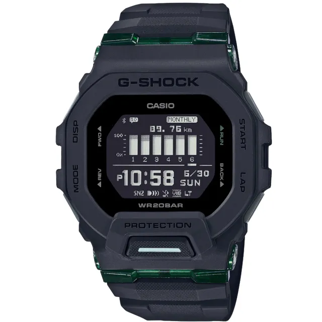 【CASIO 卡西歐】卡西歐G-SHOCK鬧鈴多時區藍芽智慧錶-黑(GBD-200UU-1)
