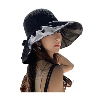 【Sukie】草編遮陽帽/UPF50+抗曬黑膠遮陽優雅草編造型遮陽帽(5色任選)