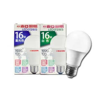 【東亞照明】LED 16W 高光效 CNS認證  球泡 燈泡 六入組(LED 16W 燈泡 黃光 白光 自然光)