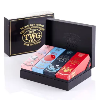 【TWG Tea】時尚茶罐四入禮盒組 紳士伯爵茶100g+乘風高翔100g+銀月綠茶100g+非洲南非國寶茶100g