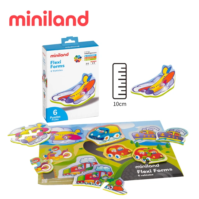 【西班牙Miniland】交通工具可水洗軟質厚拼圖(邏輯思考/防水/大尺寸/西班牙原裝進口)