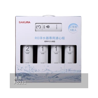 【SAKURA 櫻花】RO淨水器專用濾心9支入二年份   適用機型P0231(F0196)