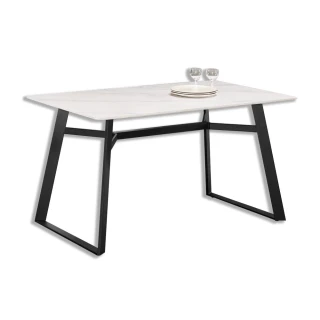 【BODEN】哈倫4尺工業風白色岩板餐桌/工作桌