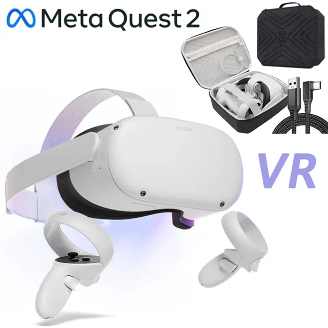 Meta Quest Oculus Quest2 VR 頭戴式裝置+5米傳輸線+收納硬殼包(128G)