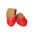 【viina】荔枝紋烤漆釦摺疊鞋 - 紅(摺疊平底娃娃鞋)