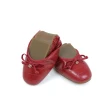 【viina】小LOGO鱷魚紋微方頭摺疊平底娃娃鞋-磚紅(摺疊平底娃娃鞋)