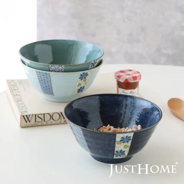 【Just Home】日本製櫻花藤葉5.5吋陶瓷多用碗(多用井 丼碗 3件組)