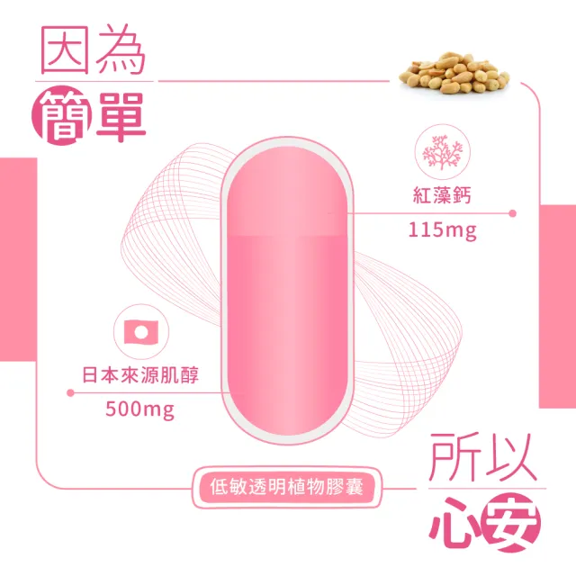 即期品【多立康】蓓韻 日本高劑型肌醇500+鈣 60粒(素食/紅藻鈣/肌醇500mg/低敏植物膠囊)