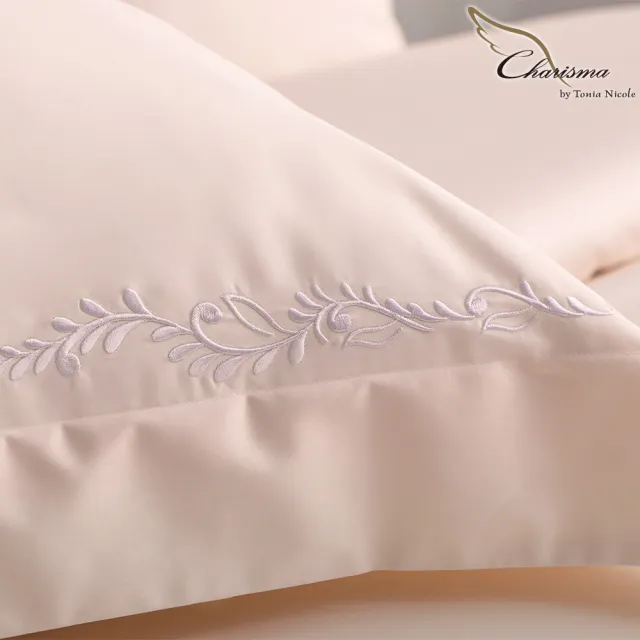 【Charisma】500織埃及長纖細棉刺繡四件式被套床包組-搖曳珍珠(雙人)
