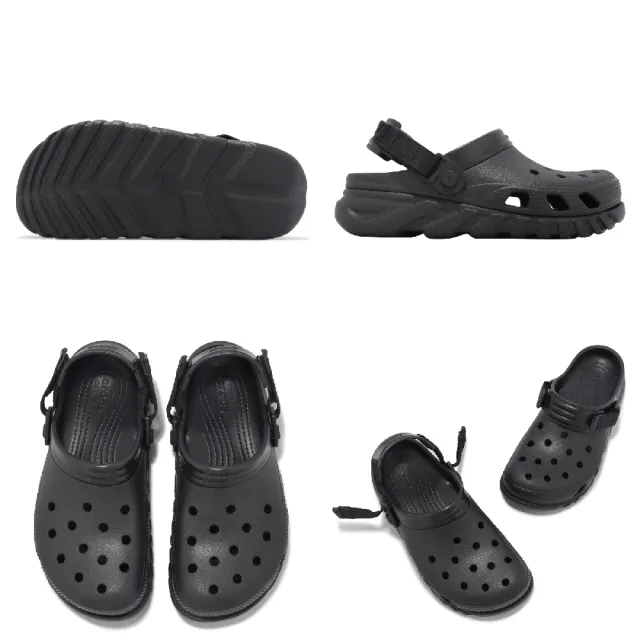 【Crocs】涼拖鞋 Duet Max II Clog 男女鞋 黑 渦輪克駱格 魔鬼氈 可調節 卡駱馳(208776001)