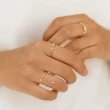【CReAM】Candela 西班牙純銀鍍18K金色雙形圓方亮鑽鋯石開口戒指(新年 過年 送禮 禮物)