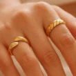 【CReAM】Juliet歐美冷淡風簡約扭結條紋設計金色女戒指(新年 過年 送禮 禮物)