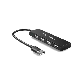 【POLYWELL】USB2.0 4埠集線器HUB /黑色