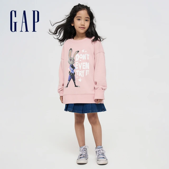 GAP 女童 牛仔百褶短裙-深藍色(810365)