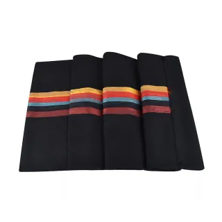 【Paul Smith】PAUL SMITH草寫LOGO中間彩色線條搭流蘇羊毛混紡圍巾(黑x彩色條紋)