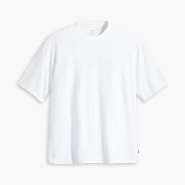 【LEVIS 官方旗艦】男款 短袖T恤 / 220G厚磅 / 全素寬鬆休閒版型 / 白 熱賣單品 A6770-0001