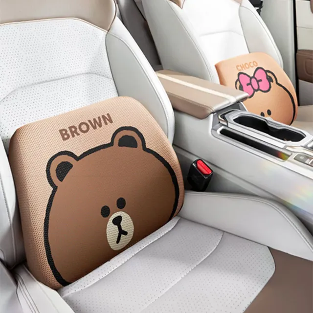 【LINE FRIENDS】熊大兔兔蜂窩凝膠汽車腰靠(汽車靠墊 車用腰靠)
