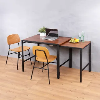 【C&B】伊塔工業風多用途可加寬書桌餐桌椅組-一桌二椅(餐桌椅 書桌椅 工作桌椅 伸縮桌椅 台灣製造)