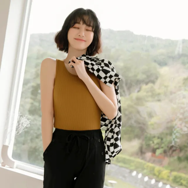 【OB 嚴選】純色多色高含棉坑條羅紋針織背心 《AB17126》