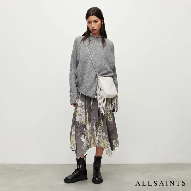 【ALLSAINTS】SKYE VENETIA 真絲混紡花瓣印花中長版洋裝 WD143Y(常規版型)