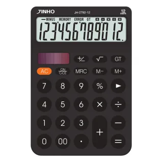 【JINHO 京禾】12位元太陽能雙電源極簡風格JH-2792-個性黑(國考計算機 辦公室)
