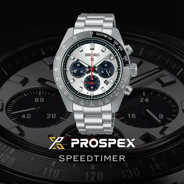 【SEIKO 精工】PROSPEX SPEEDTIMER 太陽能計時 熊貓 手錶 石英錶(V192-0AH0N/SSC911P1)