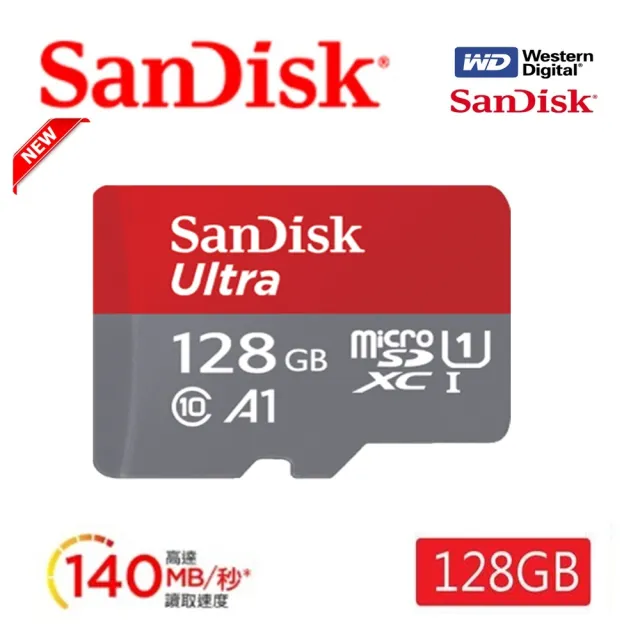 【SanDisk 晟碟】全新版 再升級 128GB Ultra microSDXC UHS-I A1  記憶卡(最高讀速 140MB/s 原廠10年保固)