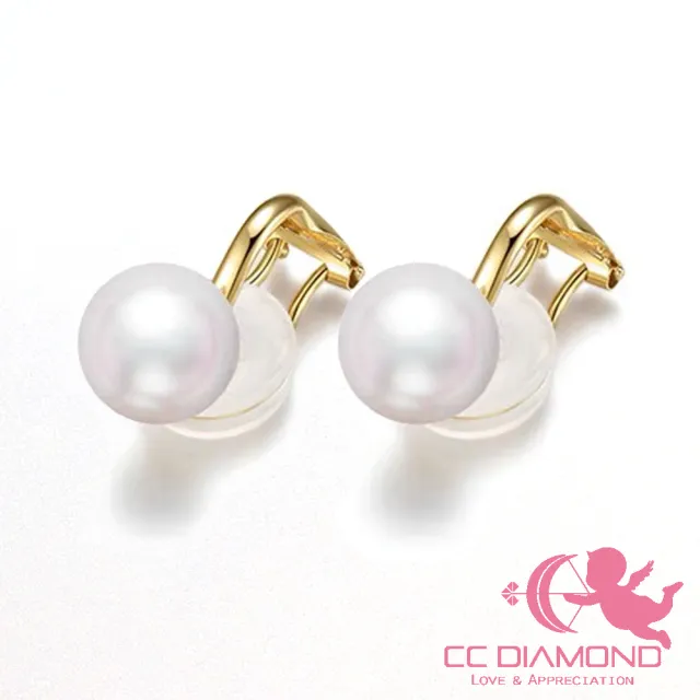 【CC Diamond】天然極品珍珠 18K金 無耳洞耳夾式耳環(8-8.5mm)
