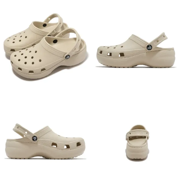 【Crocs】涼拖鞋 Classic Platform Clog W 女鞋 米咖 厚底 洞洞鞋 卡駱馳(2067502Y2)