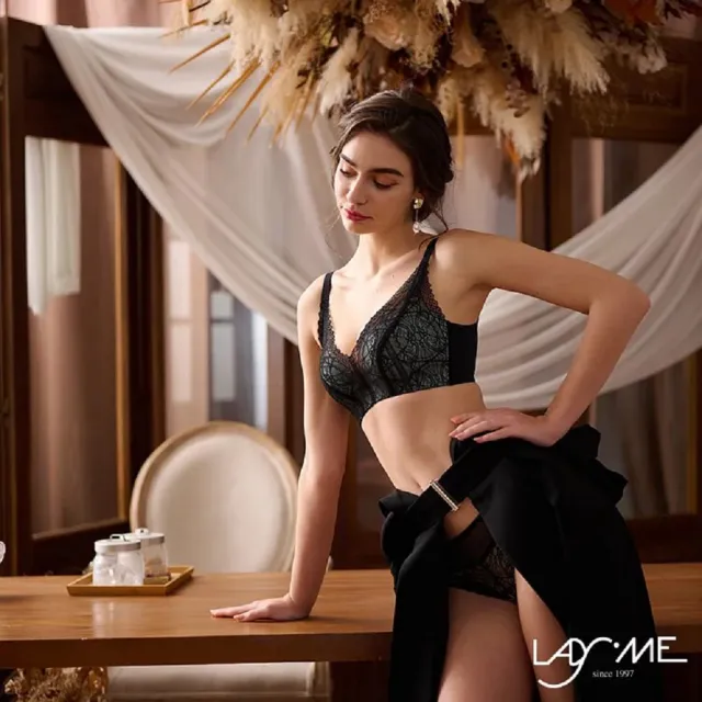 【LadyMe】法式低喃-夜幕黑 A-E罩杯(無鋼圈內衣成套)