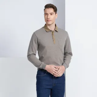 【pierre cardin 皮爾卡登】休閒服飾 石墨烯組織厚長袖polo衫-卡其色(5225210-85)