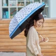 【大振豐】台灣藍鵲抗UV黑膠彎頭直傘(手繪圖騰 防曬抗UV 氣質淑女傘)