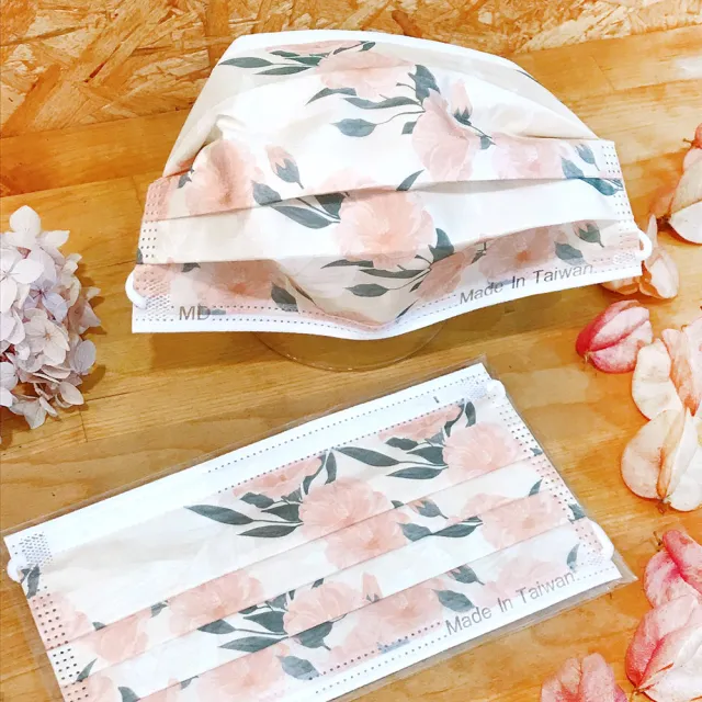 【Treasure Mask 無藏生醫】ZeroLing聯名 木槿花-橘色 / 成人醫療口罩5入裝×4入組(MD雙鋼印/設計口罩)