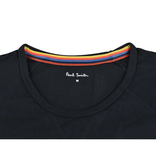 Paul Smith】PAUL SMITH 標籤LOGO微條紋設計純棉長袖居家套裝(男款/黑