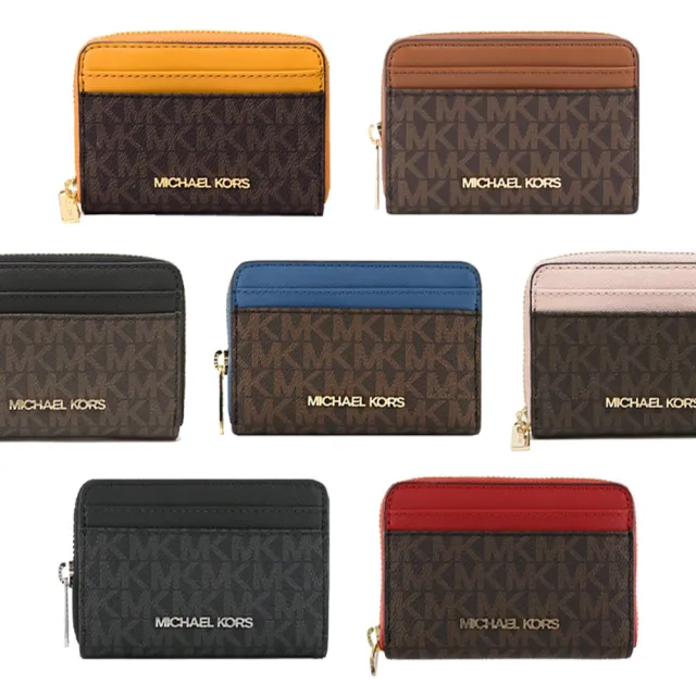 【Michael Kors】拼接皮革拉鍊零錢/卡片包