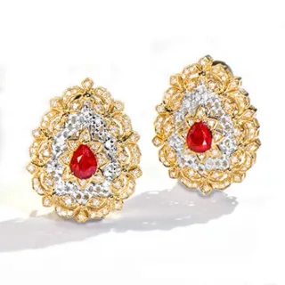 【禾美珠寶】天然紅寶石耳環SN329(18K金)