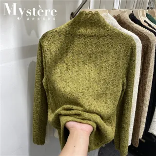 【my stere 我的時尚秘境】雙11 秋冬韓系時尚復古蕾絲百搭針織上衣(2022秋冬新款 復古蕾絲 百搭