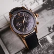 【MASERATI 瑪莎拉蒂】CIRCUITO系列 玫瑰金框 黑面 黑色皮革錶帶 兩眼計時手錶 男錶 母親節(R8871627001)